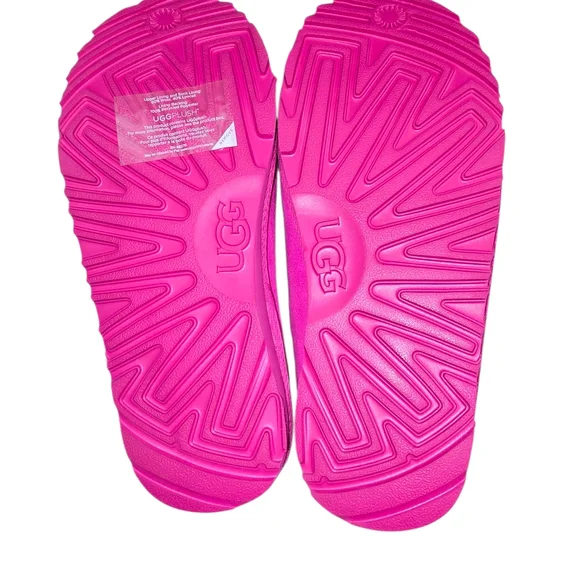 UGG Pink Suede Slippers with White Trim - Picture 9 of 12